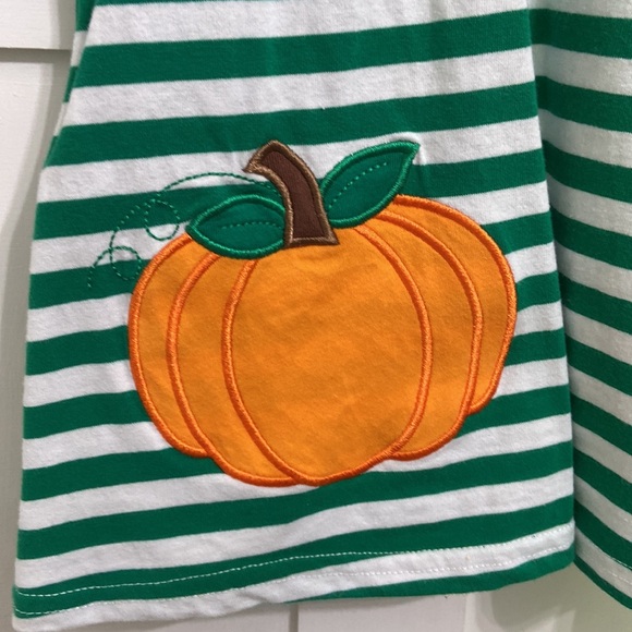 Classic Whimsy Fall Infant Girl Green Striped Pumpkin Dress Size 3 months - Picture 2 of 7